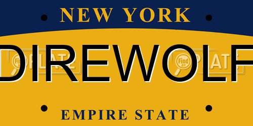 DIREWOLF New York License Plate