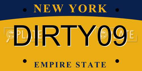 DIRTY09 New York License Plate