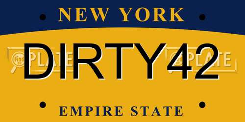 DIRTY42 New York License Plate