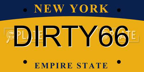 DIRTY66 New York License Plate