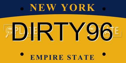 DIRTY96 New York License Plate