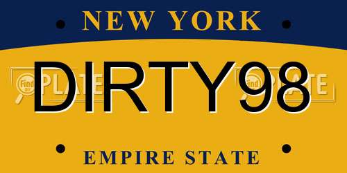 DIRTY98 New York License Plate