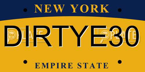 DIRTYE30 New York License Plate