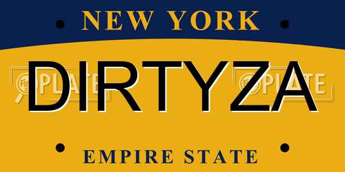 DIRTYZA New York License Plate