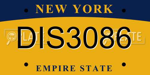 DIS3086 New York License Plate