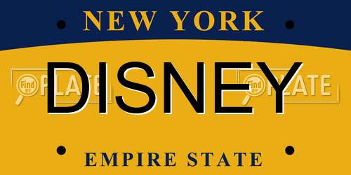 DISNEY New York License Plate
