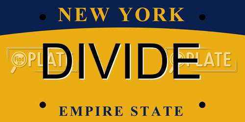 DIVIDE New York License Plate