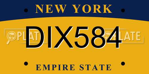 DIX584 New York License Plate