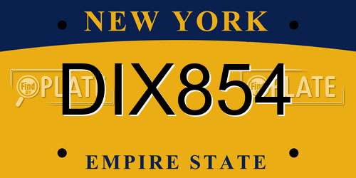 DIX854 New York License Plate