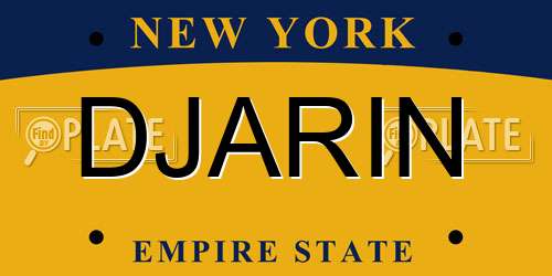 DJARIN New York License Plate