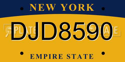 DJD8590 New York License Plate