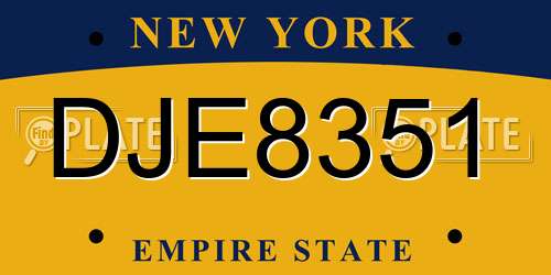 DJE8351 New York License Plate