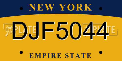 DJF5044 New York License Plate