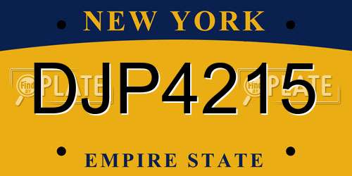 DJP4215 New York License Plate