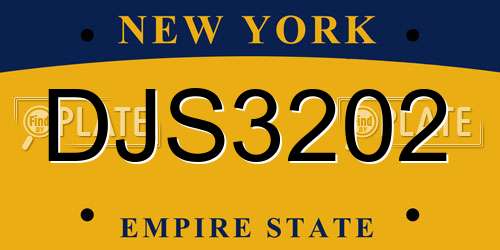 DJS3202 New York License Plate