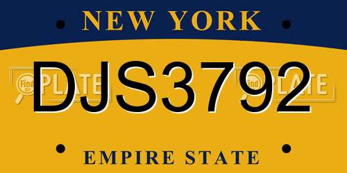 DJS3792 New York License Plate