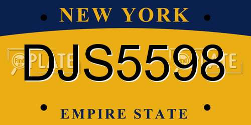 DJS5598 New York License Plate