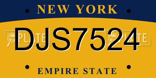 DJS7524 New York License Plate