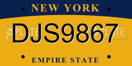 DJS9867 New York License Plate