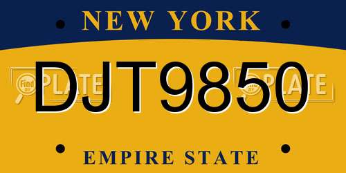 DJT9850 New York License Plate