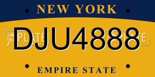 DJU4888 New York License Plate
