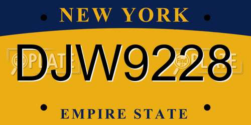 DJW9228 New York License Plate