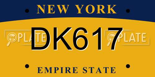 DK617 New York License Plate