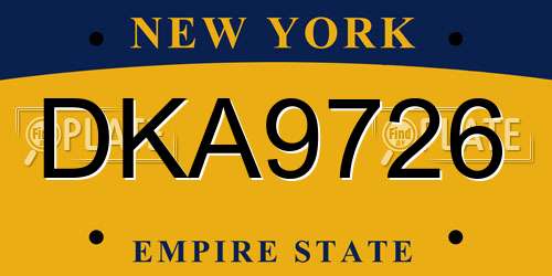 DKA9726 New York License Plate