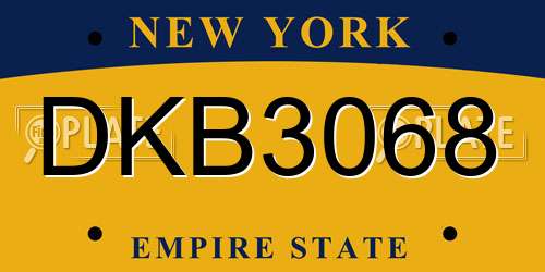 DKB3068 New York License Plate