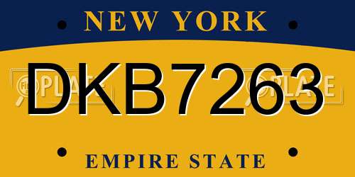 DKB7263 New York License Plate
