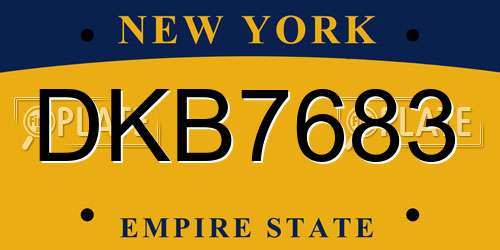 DKB7683 New York License Plate