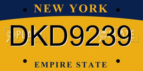 DKD9239 New York License Plate