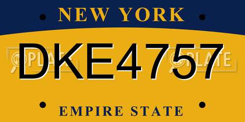 DKE4757 New York License Plate