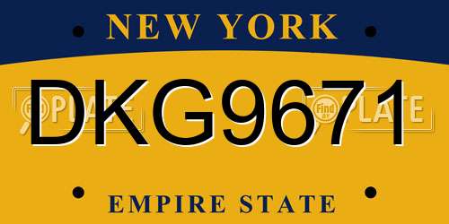 DKG9671 New York License Plate