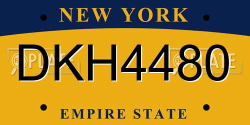 DKH4480 New York License Plate