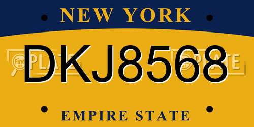 DKJ8568 New York License Plate