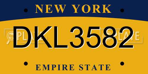 DKL3582 New York License Plate