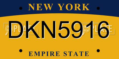 DKN5916 New York License Plate