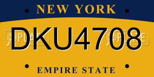 DKU4708 New York License Plate
