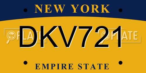 DKV721 New York License Plate