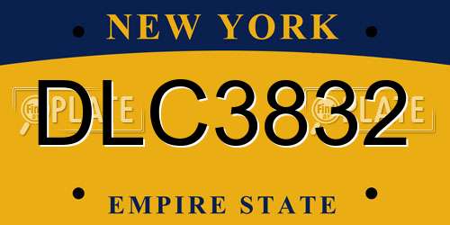 DLC3832 New York License Plate