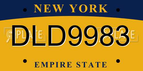 DLD9983 New York License Plate