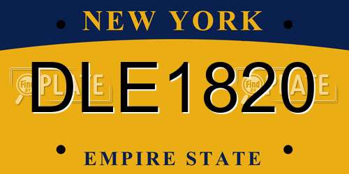 DLE1820 New York License Plate