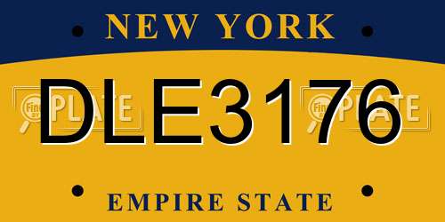 DLE3176 New York License Plate