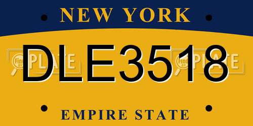 DLE3518 New York License Plate