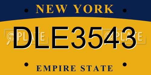 DLE3543 New York License Plate