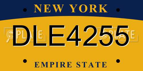 DLE4255 New York License Plate