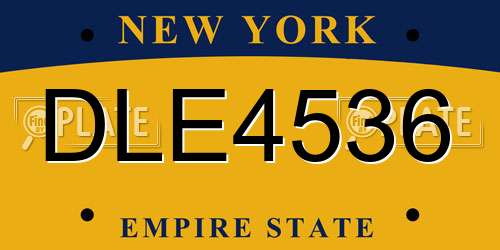 DLE4536 New York License Plate