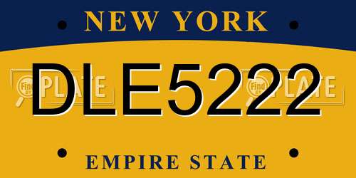 DLE5222 New York License Plate