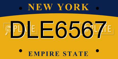 DLE6567 New York License Plate